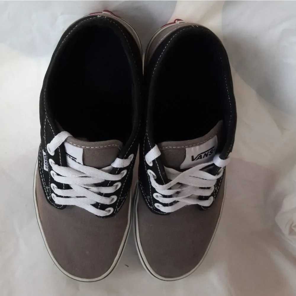 Vans Man's Atwood Sidewall Logo Grey/Black Skate Canvas Sneakers Size 7